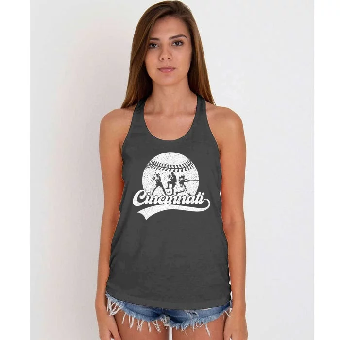 Vintage Cincinnati City Baseball Lover Baseball Fans Women's Knotted Racerback Tank