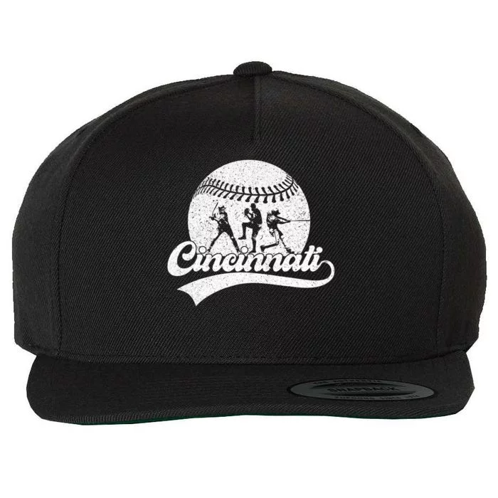 Vintage Cincinnati City Baseball Lover Baseball Fans Wool Snapback Cap