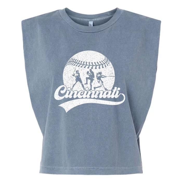 Vintage Cincinnati City Baseball Lover Baseball Fans Garment-Dyed Women's Muscle Tee