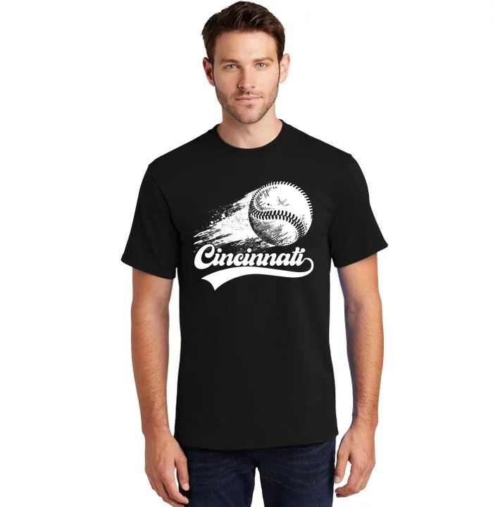 Vintage Cincinnati City Baseball Lovers Baseball Fans Tall T-Shirt