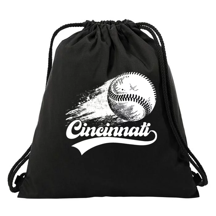 Vintage Cincinnati City Baseball Lovers Baseball Fans Drawstring Bag