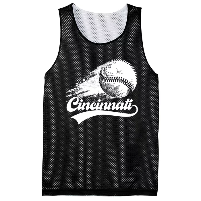 Vintage Cincinnati City Baseball Lovers Baseball Fans Mesh Reversible Basketball Jersey Tank