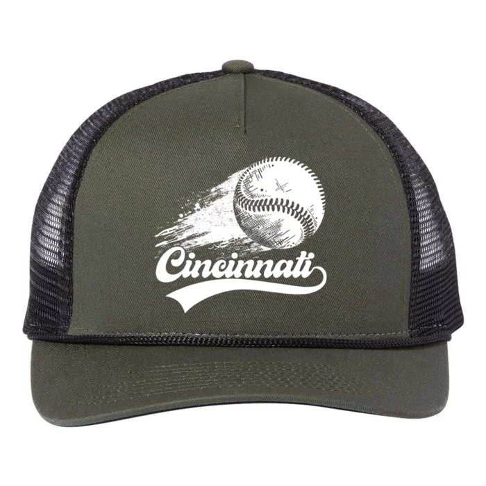 Vintage Cincinnati City Baseball Lovers Baseball Fans Retro Rope Trucker Hat Cap