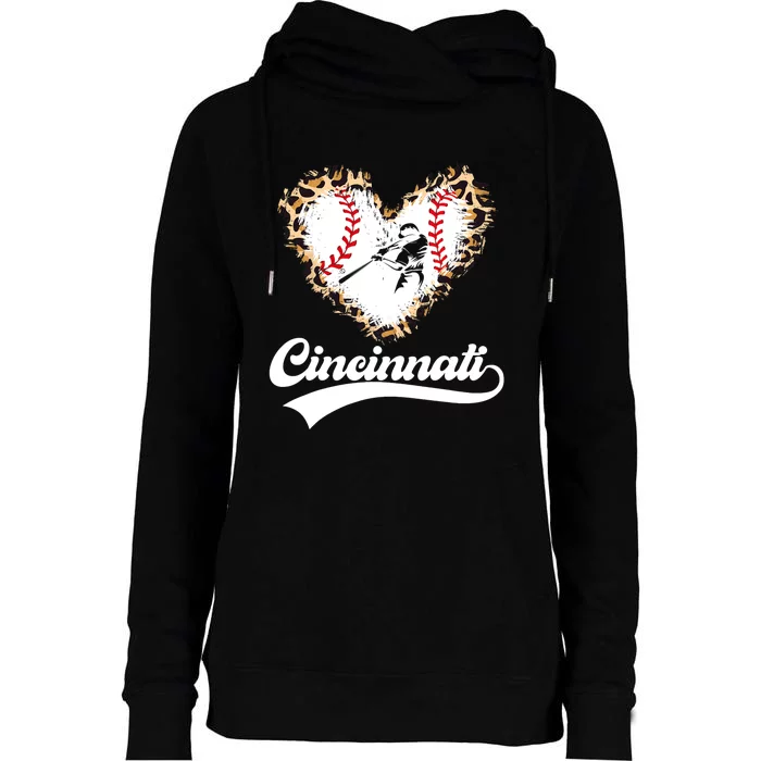 Vintage Cincinnati City Baseball Lovers Baseball Fans Womens Funnel Neck Pullover Hood