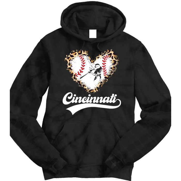 Vintage Cincinnati City Baseball Lovers Baseball Fans Tie Dye Hoodie