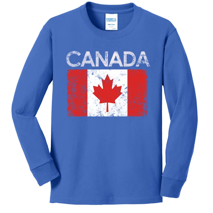 Vintage Canada Canadian Flag Pride Gift Meaningful Gift Kids Long Sleeve Shirt