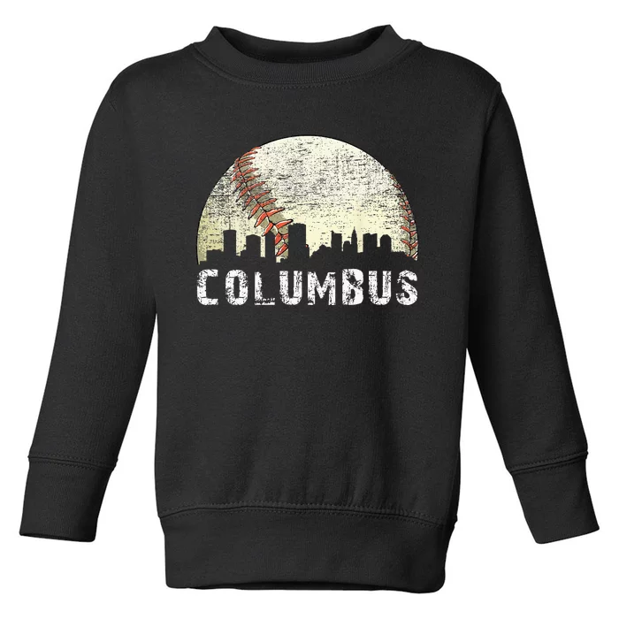 Vintage Columbus Cityscape Baseball Lover Men Women Kids Toddler Sweatshirt