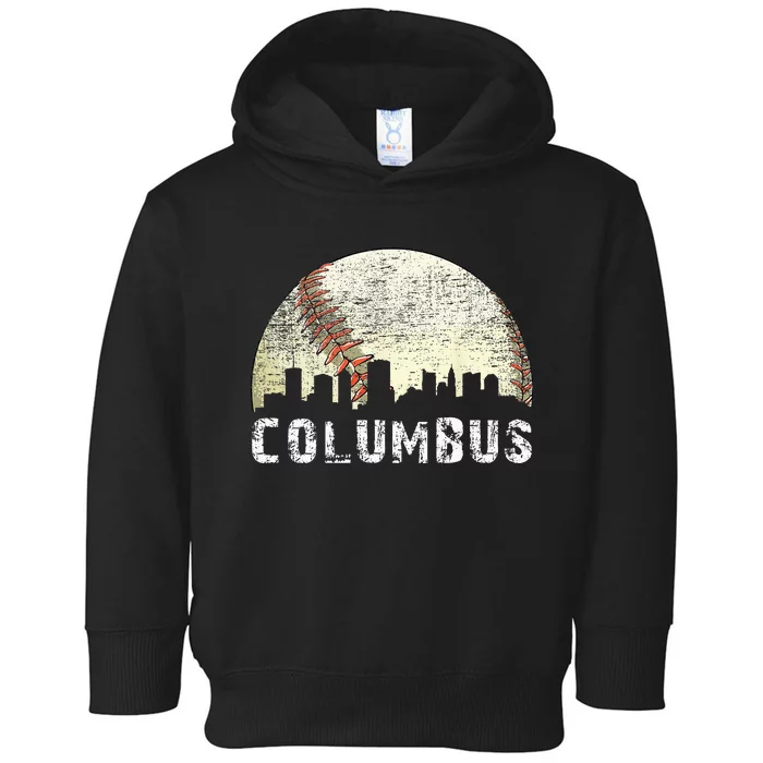 Vintage Columbus Cityscape Baseball Lover Men Women Kids Toddler Hoodie