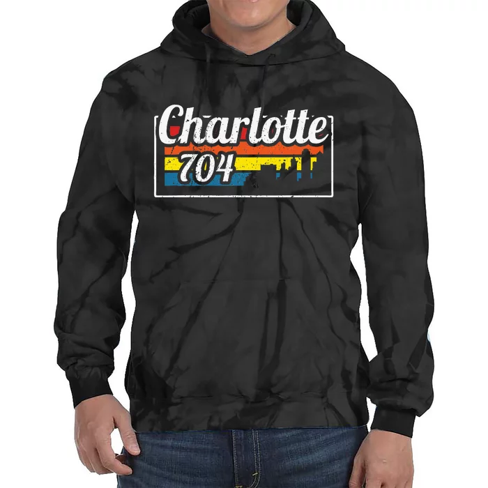 Vintage Charlotte City Skyline 704 State Of North Carolina Tie Dye Hoodie