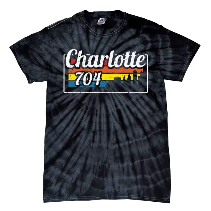 Vintage Charlotte City Skyline 704 State Of North Carolina Tie-Dye T-Shirt