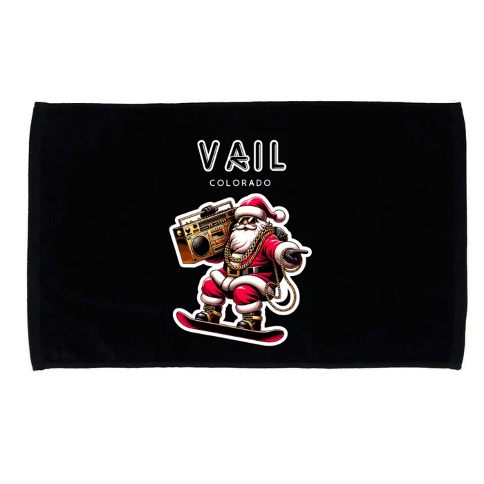 Vail Colorado Christmas Snowboard Santa Claus Gift Microfiber Hand Towel