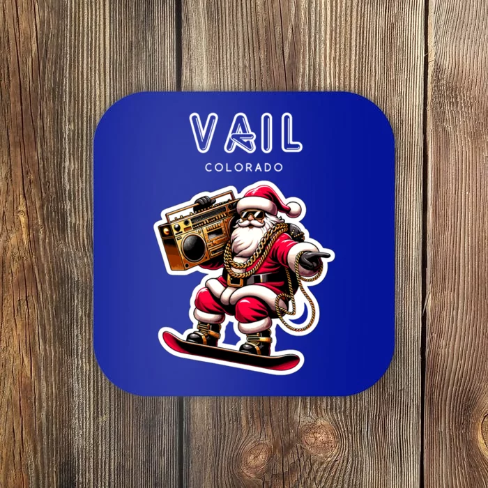 Vail Colorado Christmas Snowboard Santa Claus Gift Coaster