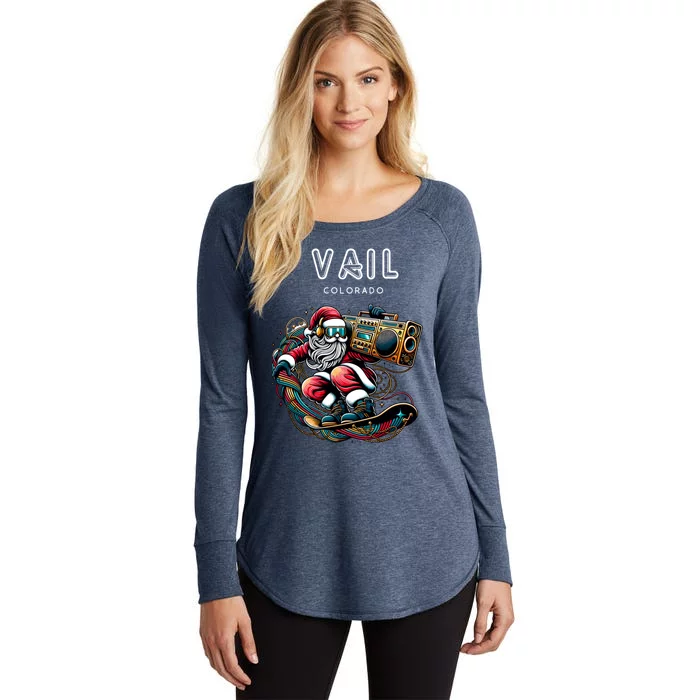 Vail Colorado Cool Snowboard Christmas Santa Cool Gift Women's Perfect Tri Tunic Long Sleeve Shirt