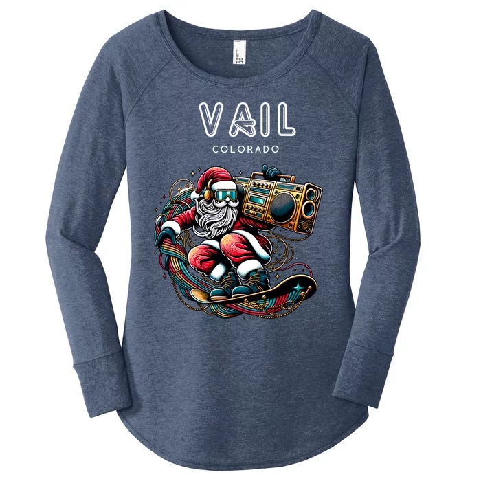 Vail Colorado Cool Snowboard Christmas Santa Cool Gift Women's Perfect Tri Tunic Long Sleeve Shirt