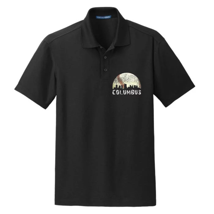 Vintage Columbus Cityscape Baseball Lover Men Women Kids Dry Zone Grid Performance Polo