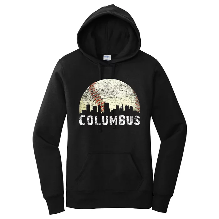 Vintage Columbus Cityscape Baseball Lover Men Women Kids Women's Pullover Hoodie