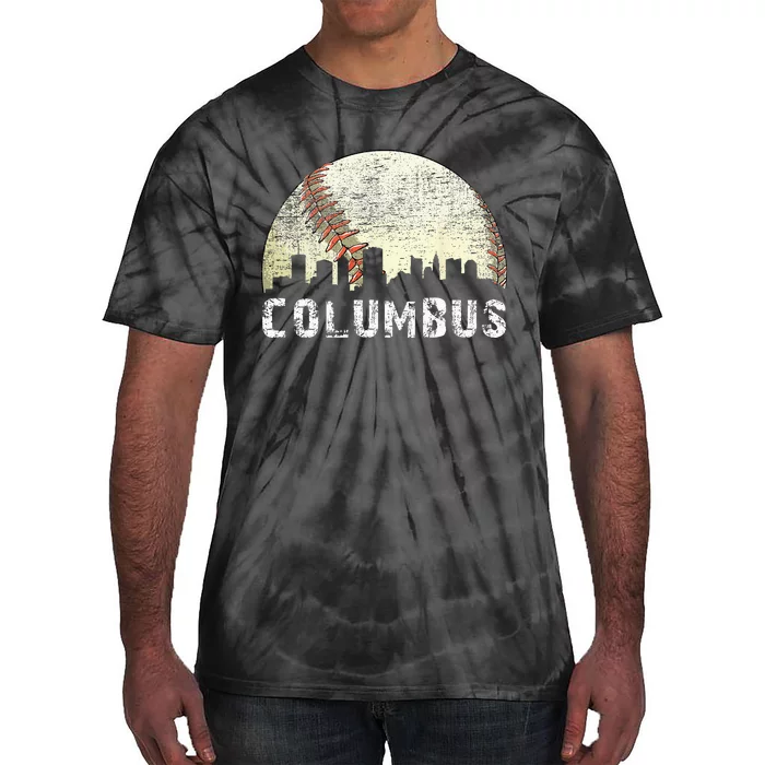 Vintage Columbus Cityscape Baseball Lover Men Women Kids Tie-Dye T-Shirt