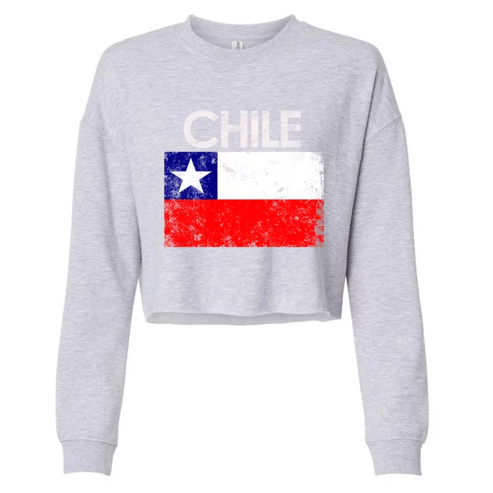 Vintage Chile Chilean Flag Pride Gift Great Gift Cropped Pullover Crew