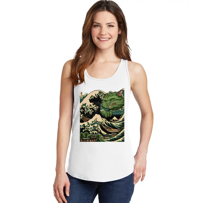 Vintage Catzilla Cat Terror Reigns Ladies Essential Tank