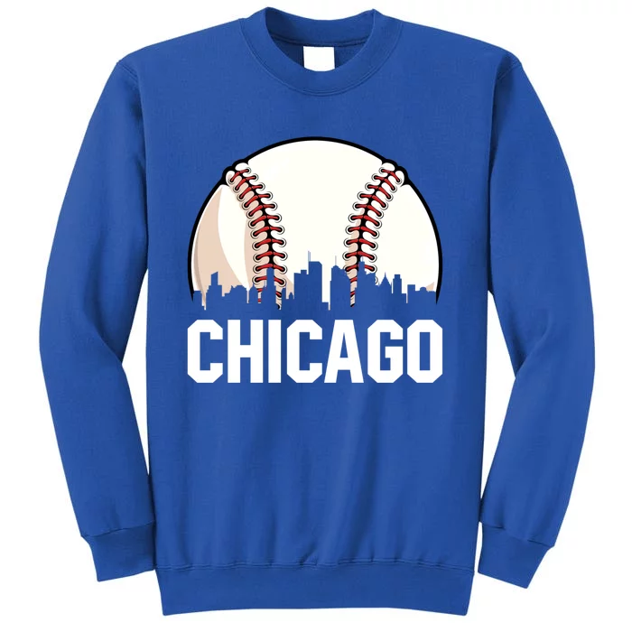 Vintage Chicago Cityscape Retro Dad Baseball Lover Meaningful Gift Tall Sweatshirt