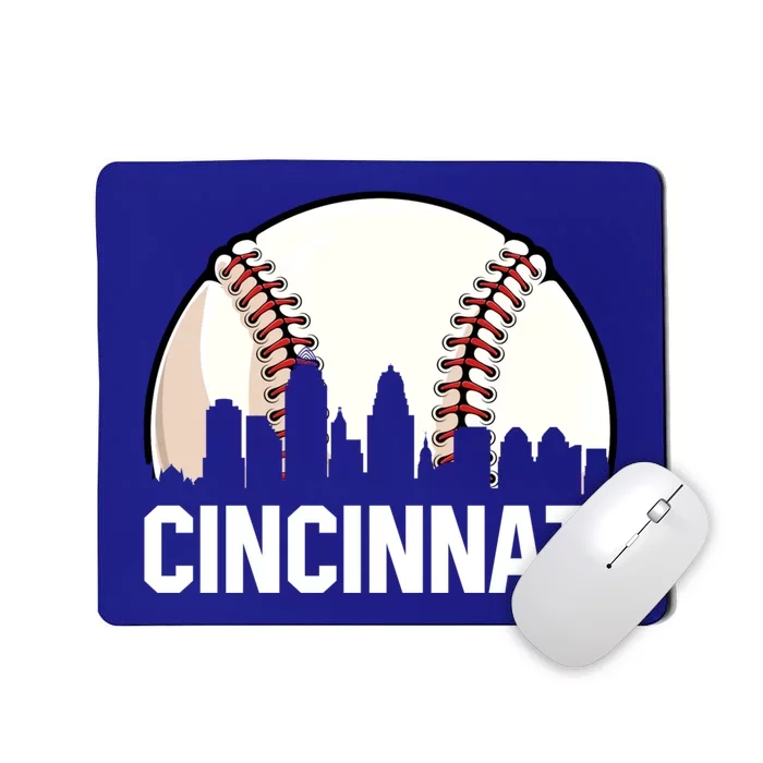 Vintage Cincinnati Cityscape Retro Dad Baseball Lover Gift Mousepad