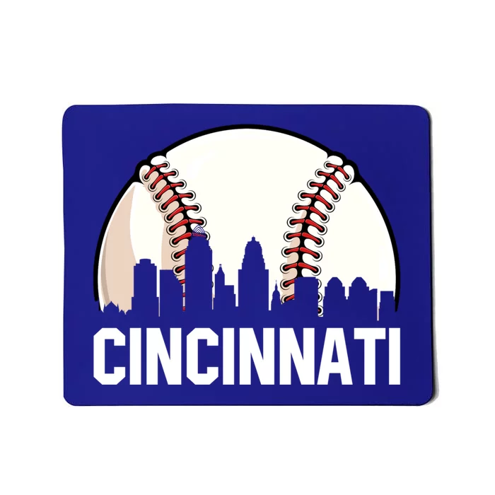 Vintage Cincinnati Cityscape Retro Dad Baseball Lover Gift Mousepad