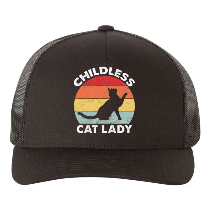 Vintage Childless Cat Lady Gift Yupoong Adult 5-Panel Trucker Hat