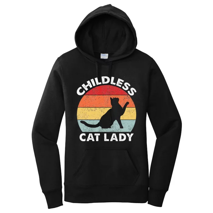 Vintage Childless Cat Lady Gift Women's Pullover Hoodie