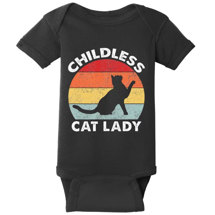 Vintage Childless Cat Lady Gift Baby Bodysuit