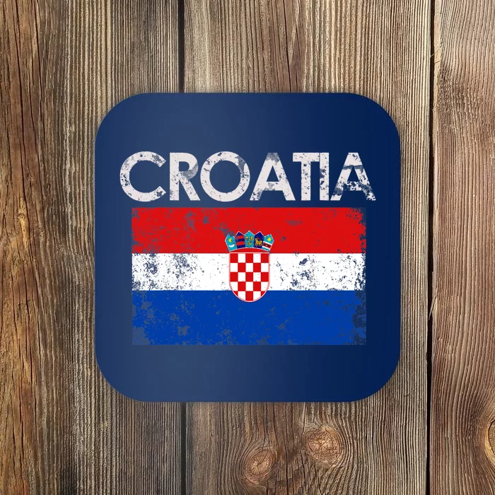 Vintage Croatia Croatian Flag Pride Gift Coaster