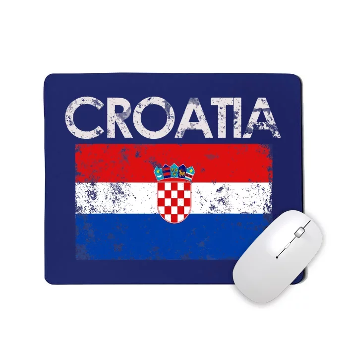 Vintage Croatia Croatian Flag Pride Gift Mousepad