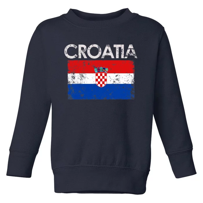 Vintage Croatia Croatian Flag Pride Gift Toddler Sweatshirt