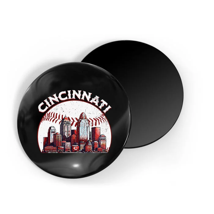 Vintage Cincinnati Cityscape Baseball Lover Magnet