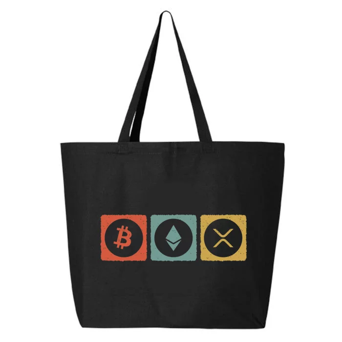 Vintage Crypto Cryptocurrency Crypto Ethereum Xrp Bitcoin 25L Jumbo Tote