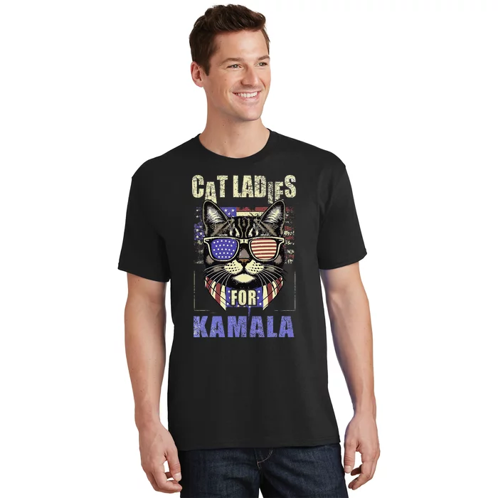 Vintage Childless Cat Ladies For Kamala Harris 2024 Election T-Shirt