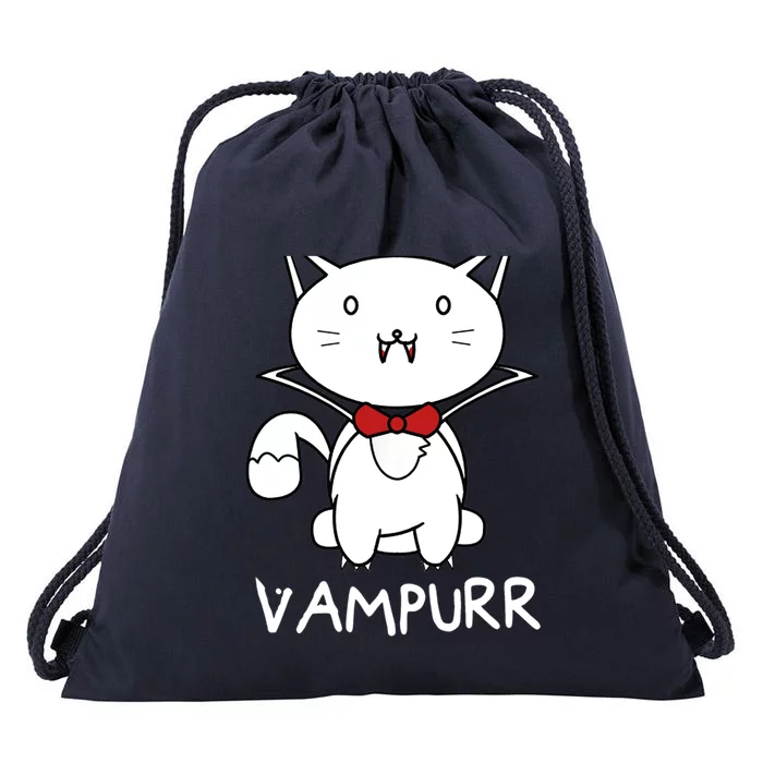 Vampurr Cute Cartoon Vampire Cat Drawstring Bag