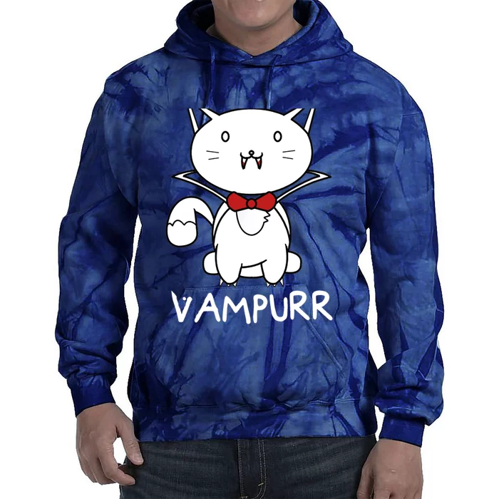 Vampurr Cute Cartoon Vampire Cat Tie Dye Hoodie