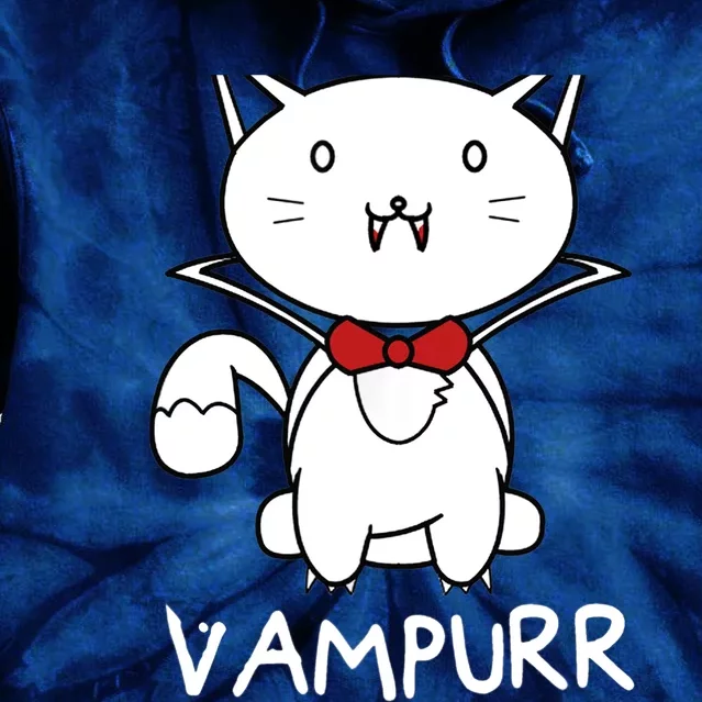 Vampurr Cute Cartoon Vampire Cat Tie Dye Hoodie