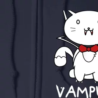 Vampurr Cute Cartoon Vampire Cat Full Zip Hoodie