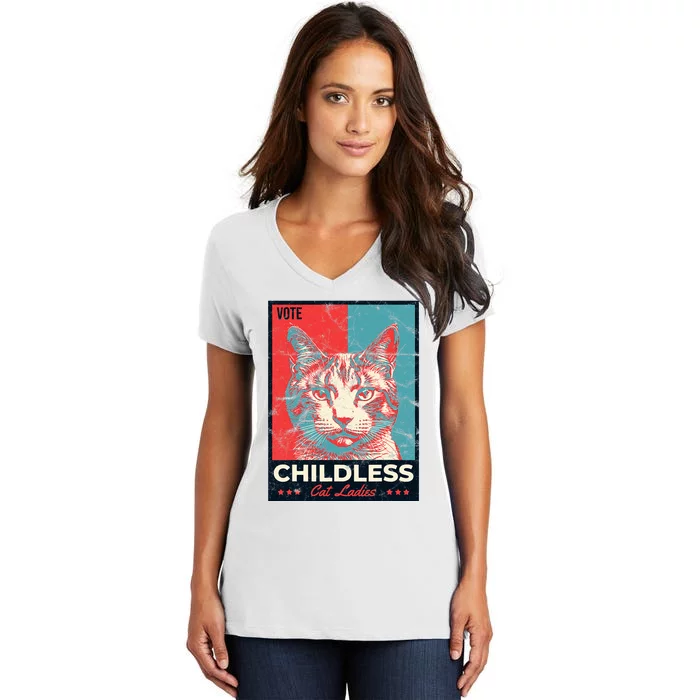 Vote Childless Cat Lady Women's V-Neck T-Shirt