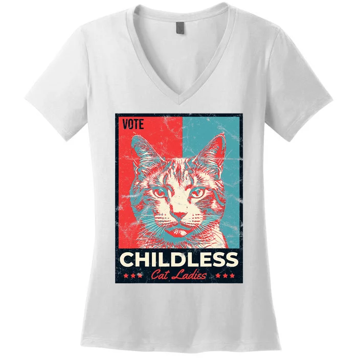 Vote Childless Cat Lady Women's V-Neck T-Shirt