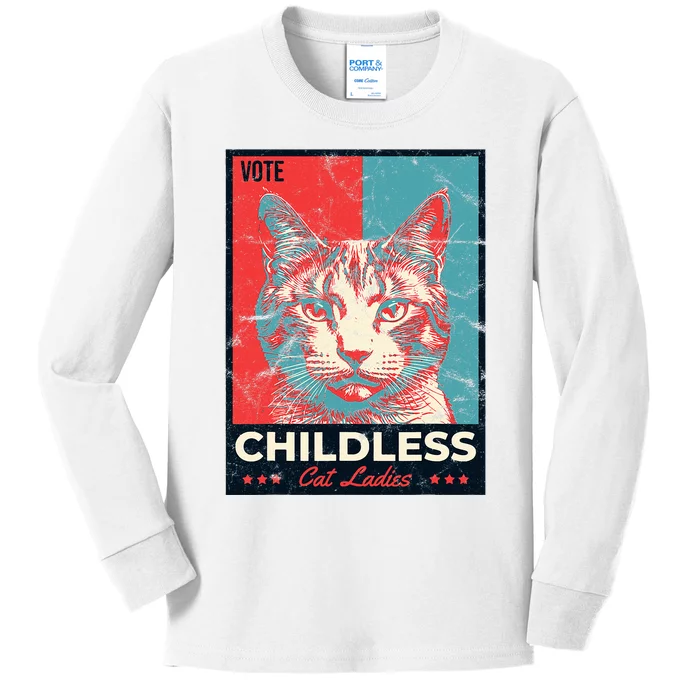 Vote Childless Cat Lady Kids Long Sleeve Shirt