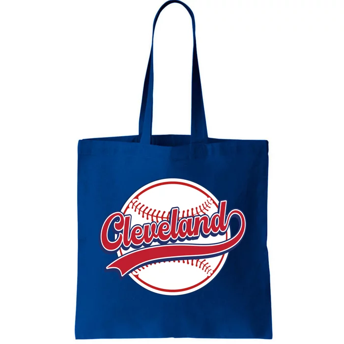 Vintage Cleveland Cityscape Baseball Lover Player And Fans Gift Tote Bag