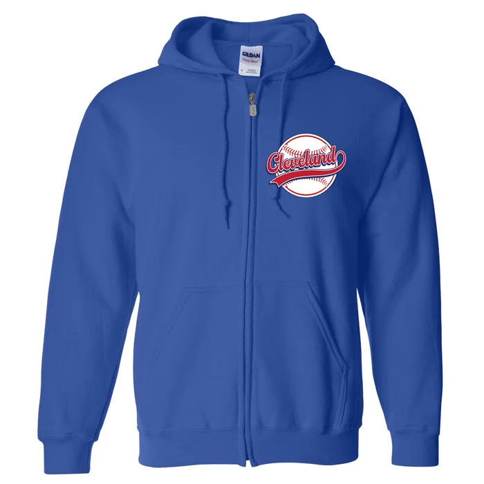 Vintage Cleveland Cityscape Baseball Lover Player And Fans Gift Full Zip Hoodie