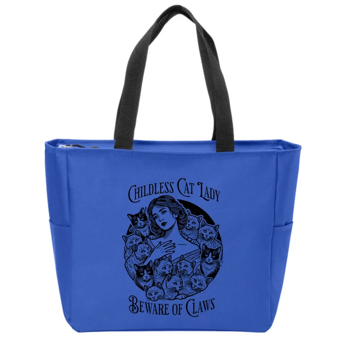 Vintage Childless Cat Lady Beware Of Claws Girl Madam Kamala Zip Tote Bag