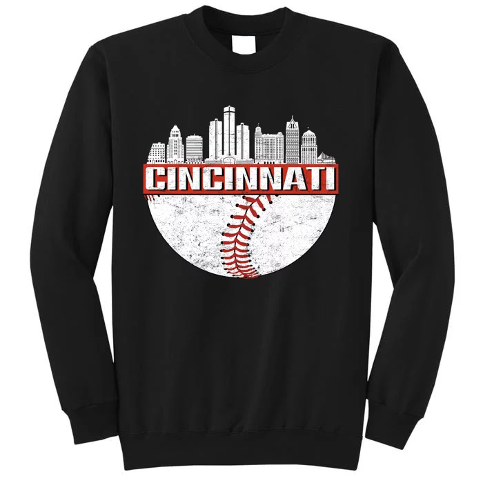 Vintage Cincinnati Cityscape Baseball Lover Sweatshirt