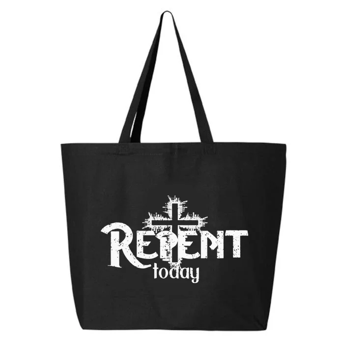 Vintage Christian Cross Design Repent Today 25L Jumbo Tote