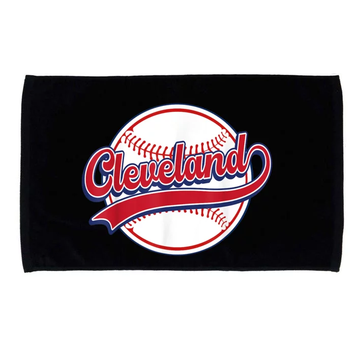 Vintage Cleveland Cityscape Baseball Lover Player And Fans Microfiber Hand Towel