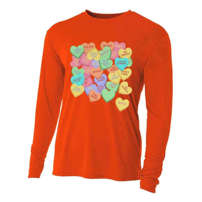 Vintage Candy Conversation Hearts Nti Valentines Day Gift Cooling Performance Long Sleeve Crew