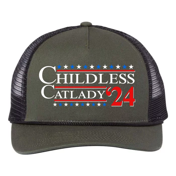 Vote Childless Catlady 2024 Retro Rope Trucker Hat Cap